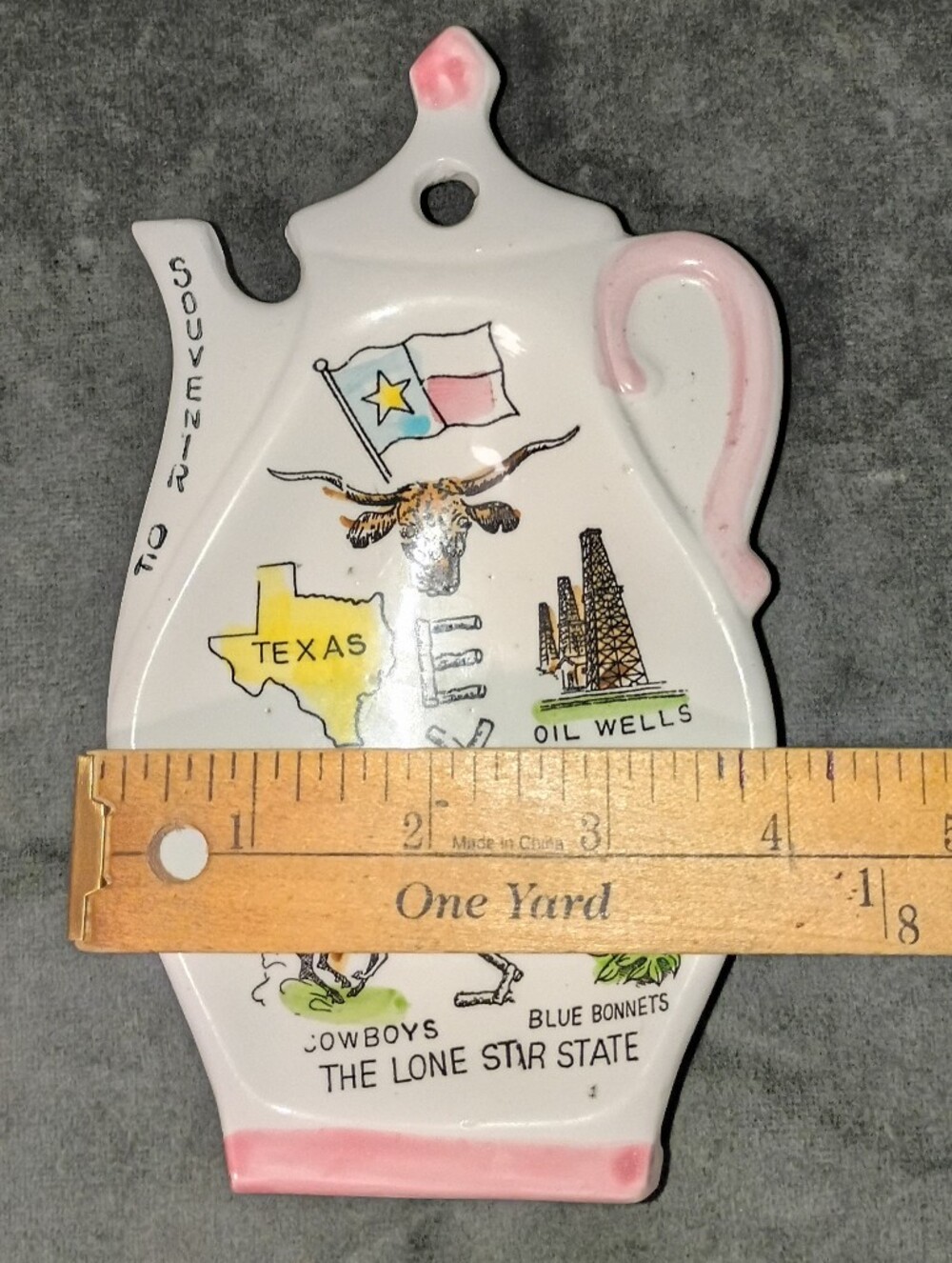 Vintage Texas Souvenir Spoon Rest Teapot Size 7x4 In EUC - Picture 6 of 7